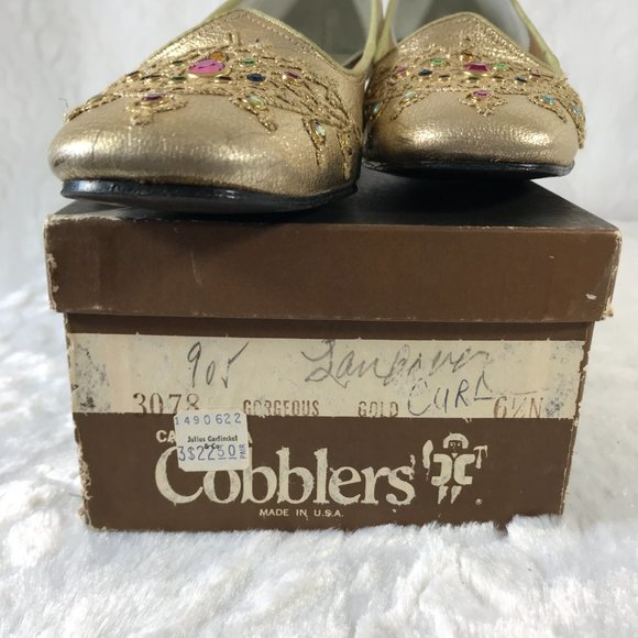 Vintage 1960s California Cobblers Gorgeous Gold  Shoes Size 6.5 N With Box USA - Picture 10 of 10